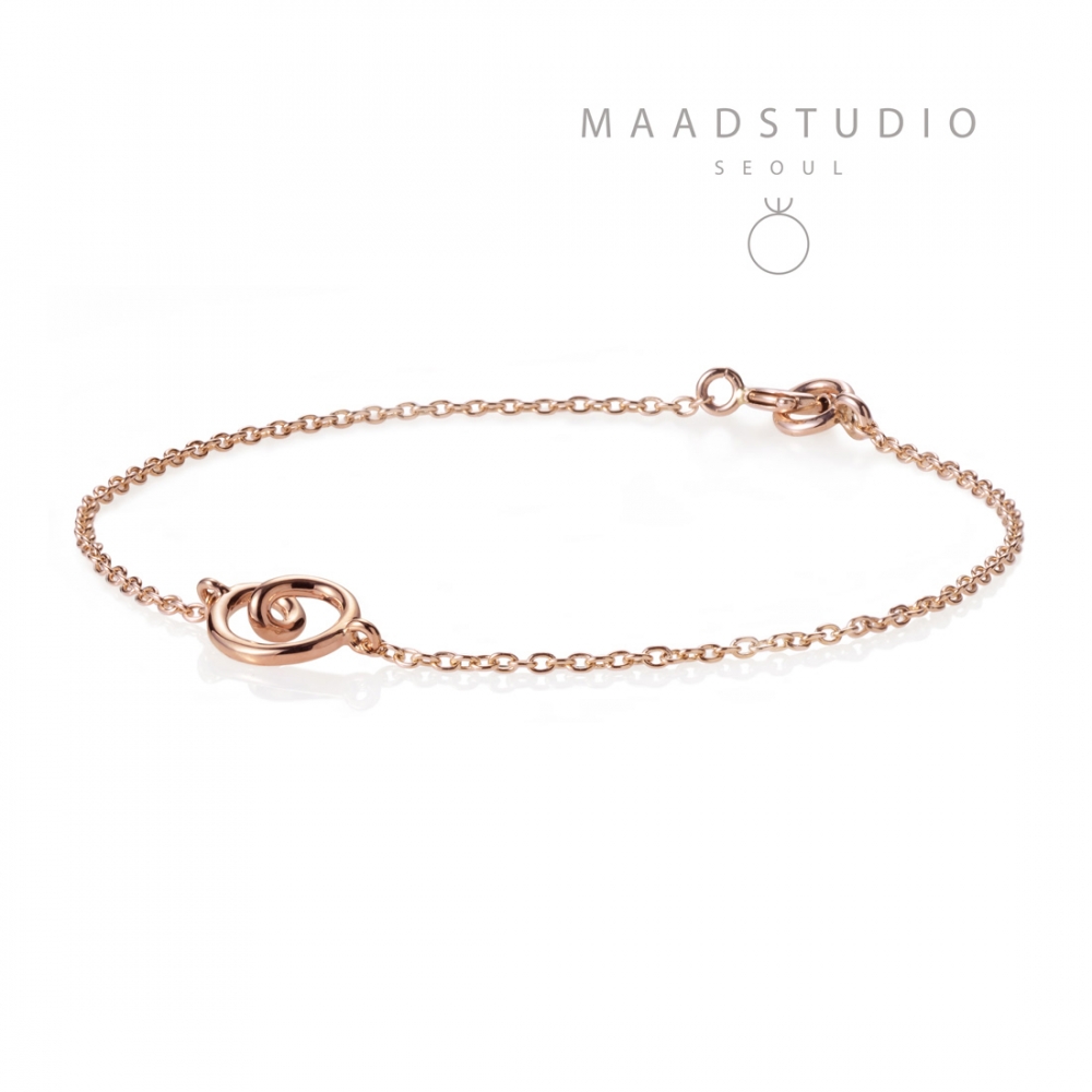 Love heart bracelet (S_slim) 14k Red gold