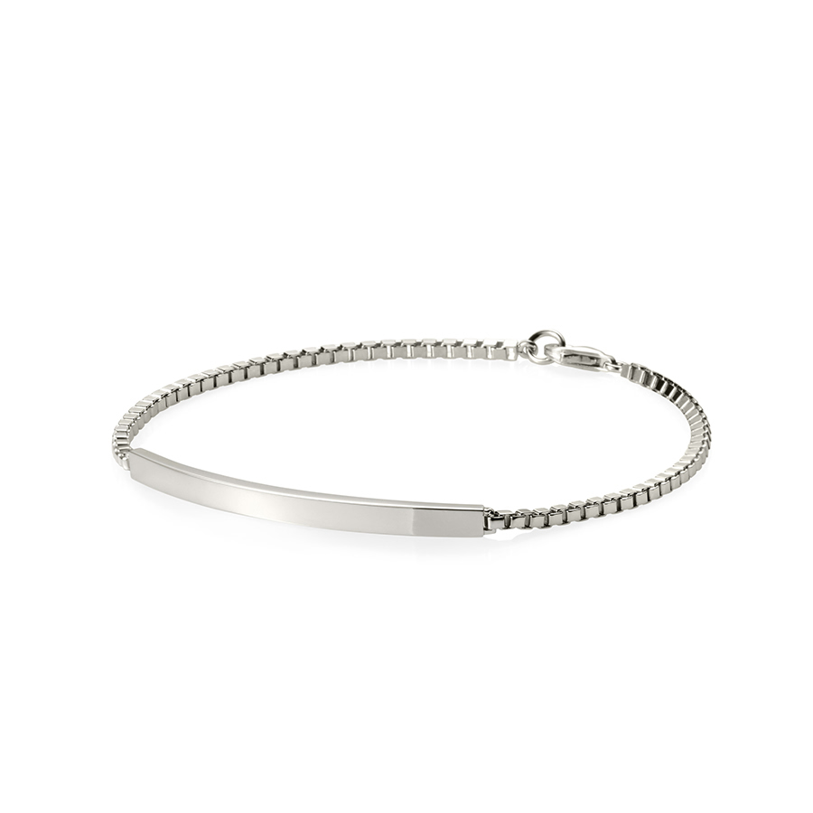 Curved stick Bar Bracelet (L) Sterling silver