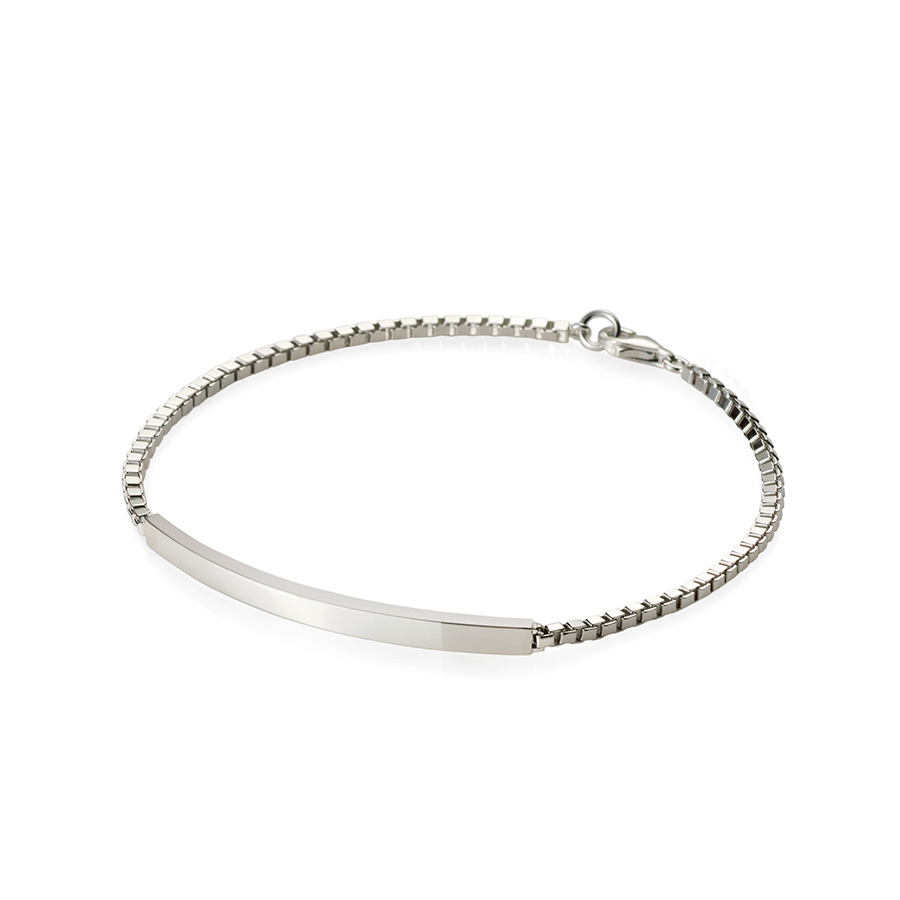 Curved stick Bar Bracelet (L) Sterling silver