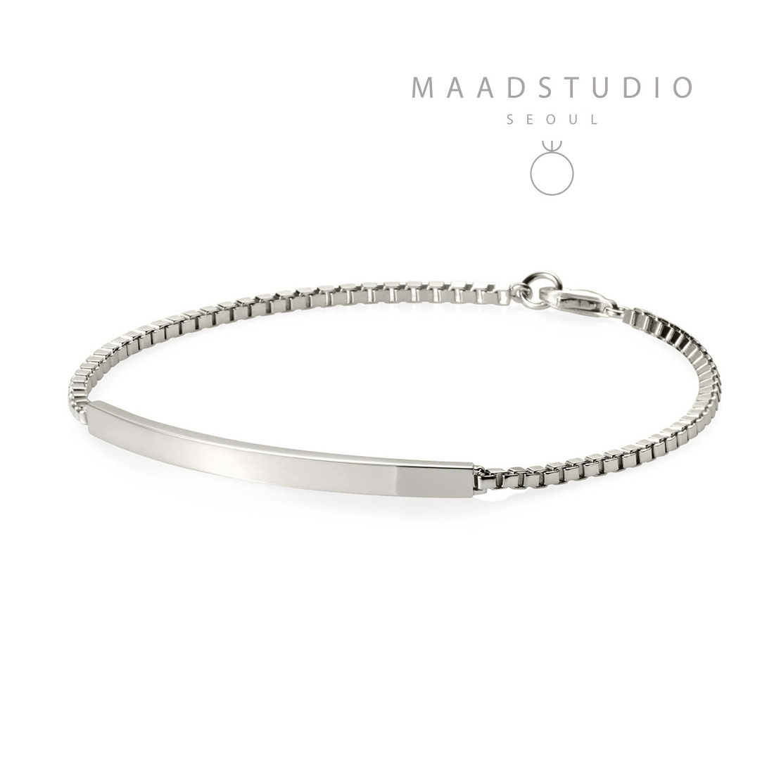 Curved stick Bar Bracelet (L) Sterling silver