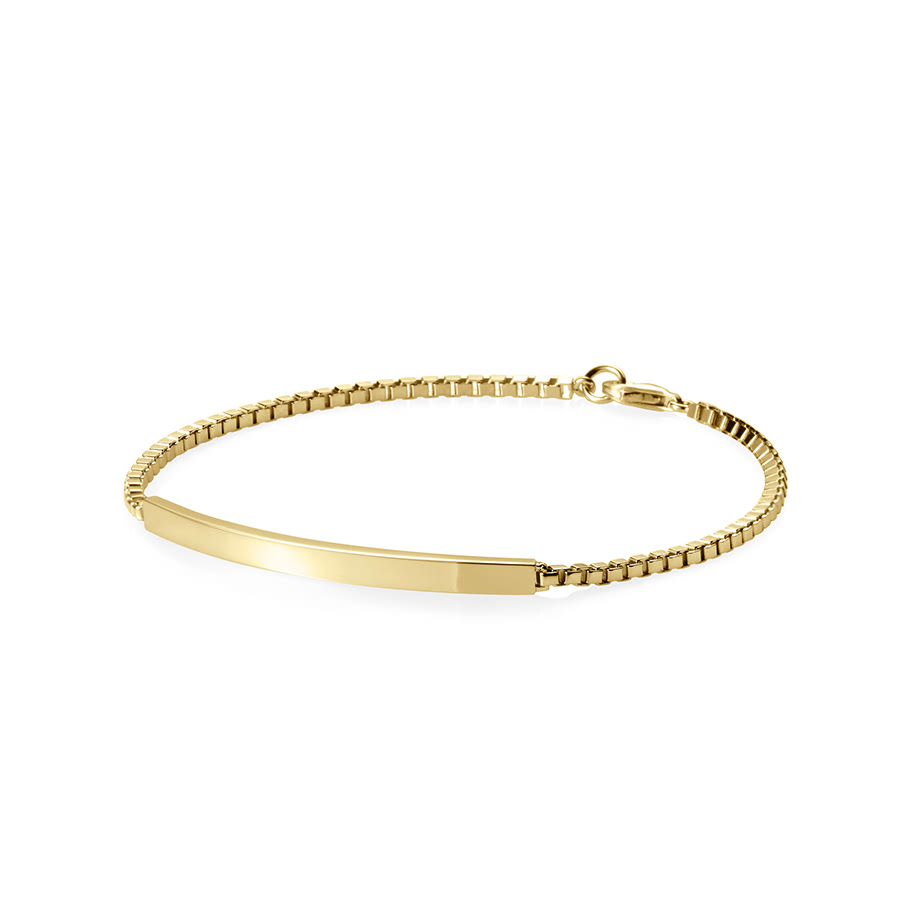 Curved stick Bar Bracelet (L) 14k gold