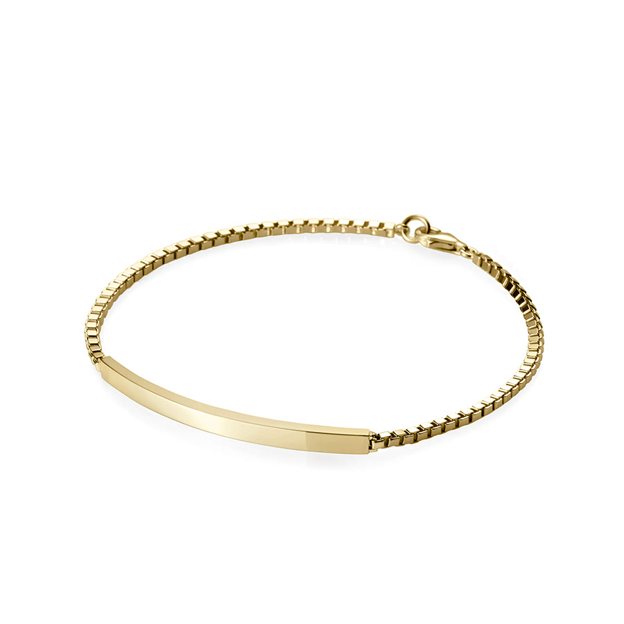 Curved stick Bar Bracelet (L) 14k gold