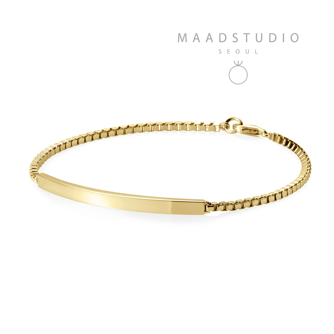 Curved stick Bar Bracelet (L) 14k gold