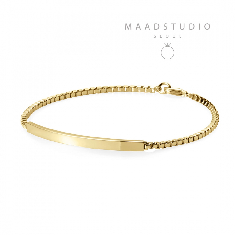 Curved stick Bar Bracelet (L) 14k gold