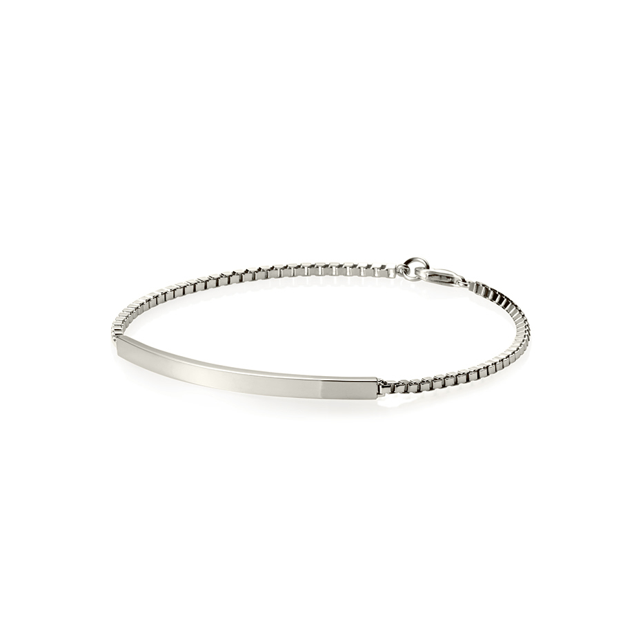 Curved stick Bar Bracelet (M) Sterling silver