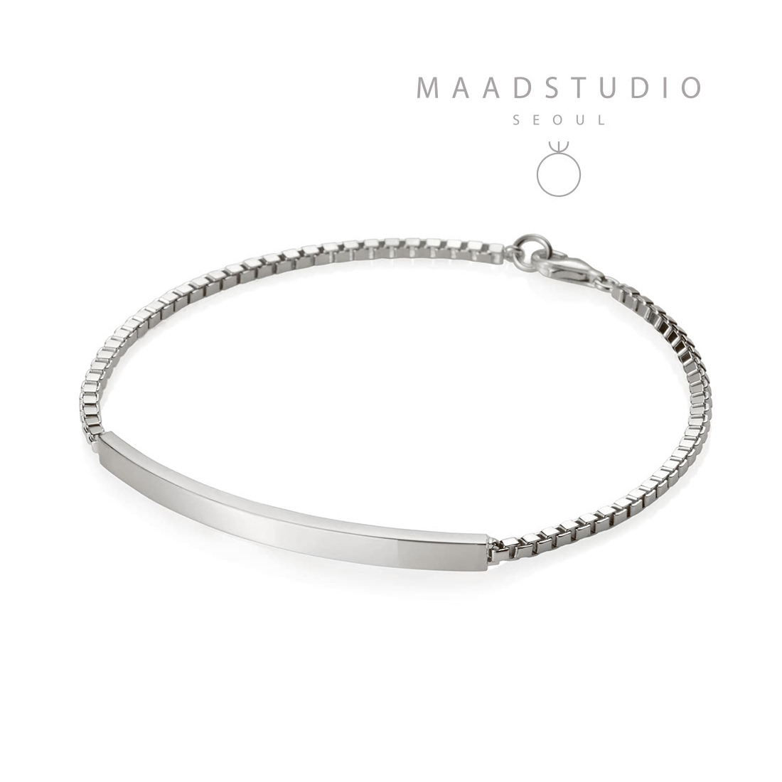 Curved stick Bar Bracelet (M) Sterling silver