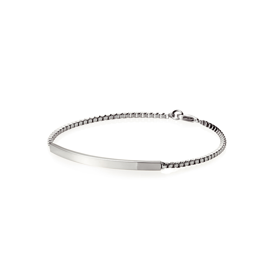 Curved stick Bar Bracelet (M) 14k white gold