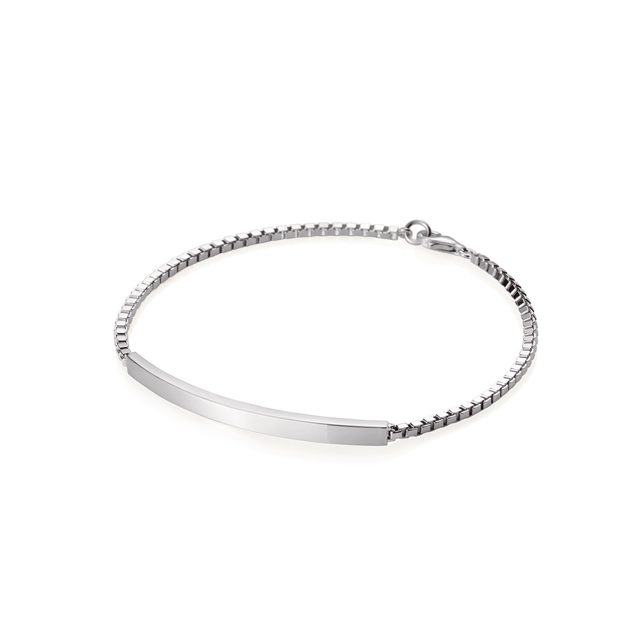 Curved stick Bar Bracelet (M) 14k white gold