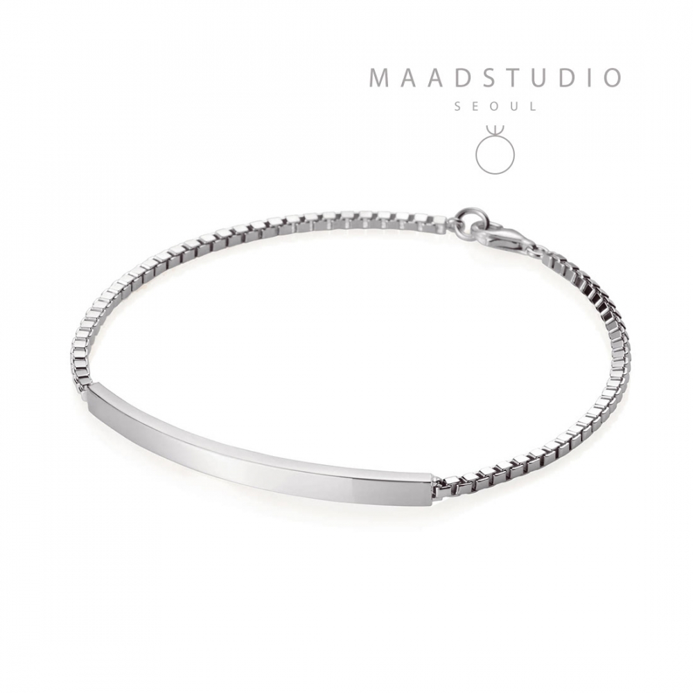 Curved stick Bar Bracelet (M) 14k white gold