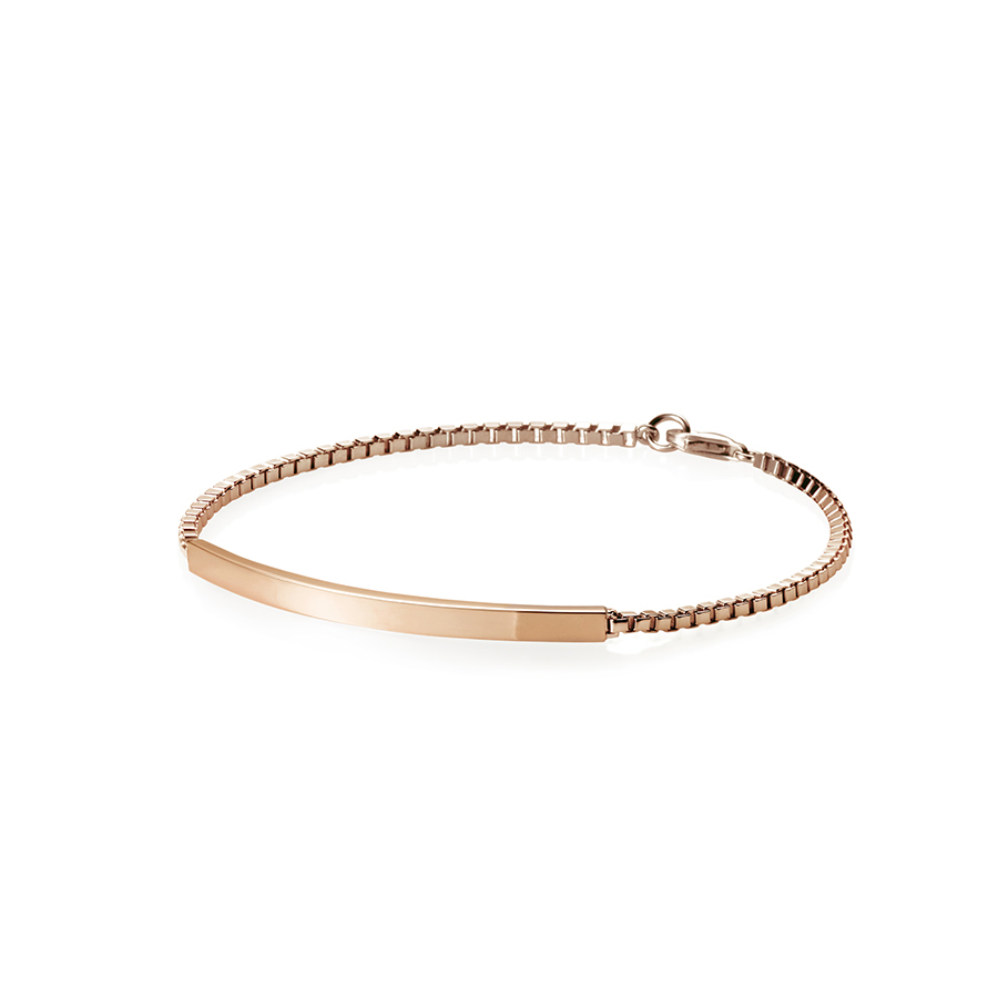 Curved stick Bar Bracelet (M) 14k red gold