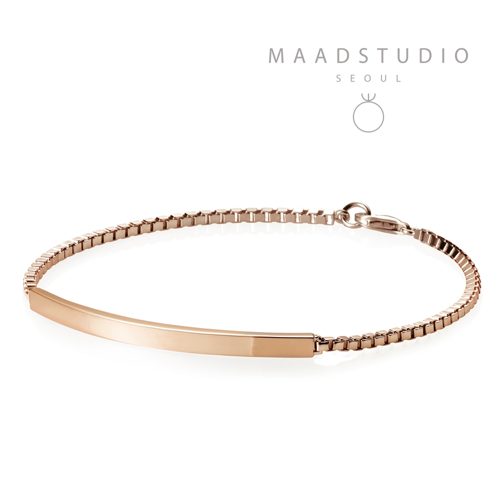 Curved stick Bar Bracelet (M) 14k red gold