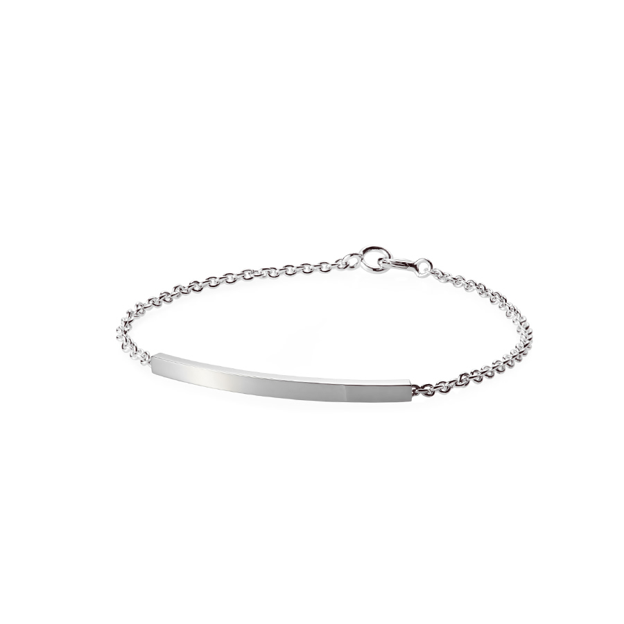 Curved stick Bar Bracelet (S) 14k white gold