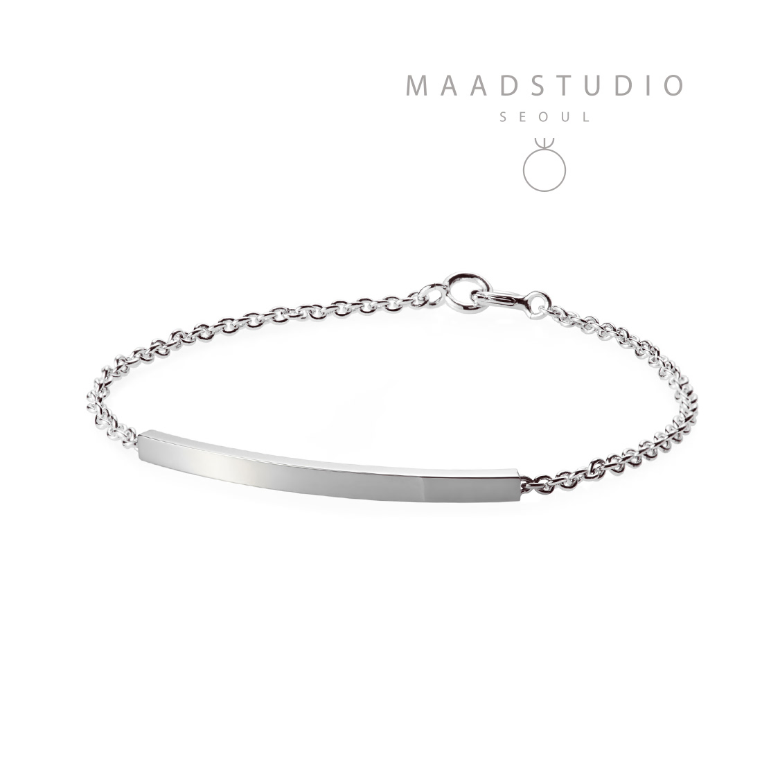 Curved stick Bar Bracelet (S) 14k white gold