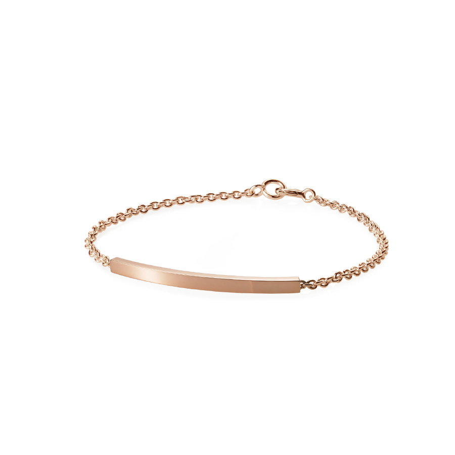 Curved stick Bar Bracelet (S) 14k red gold