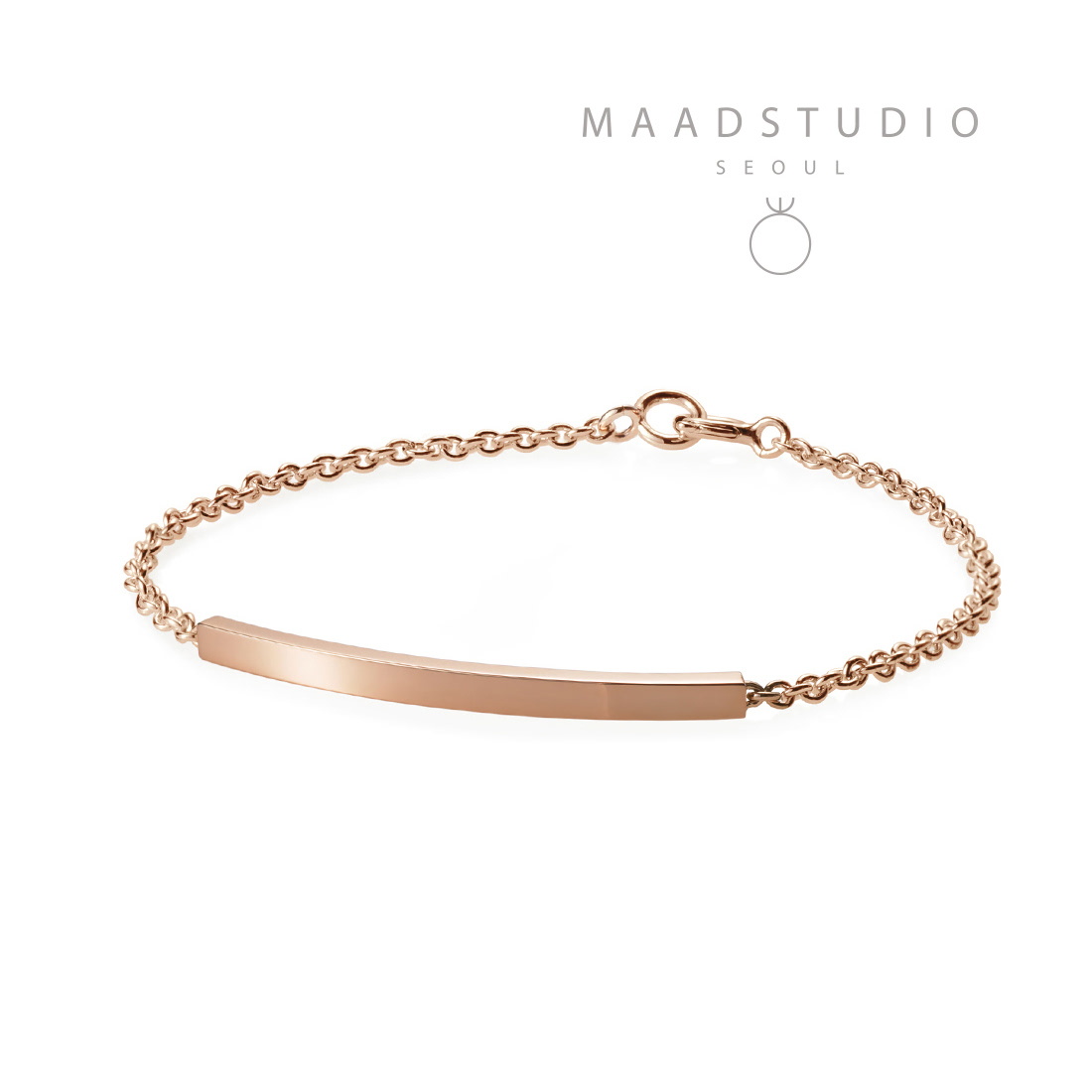 Curved stick Bar Bracelet (S) 14k red gold