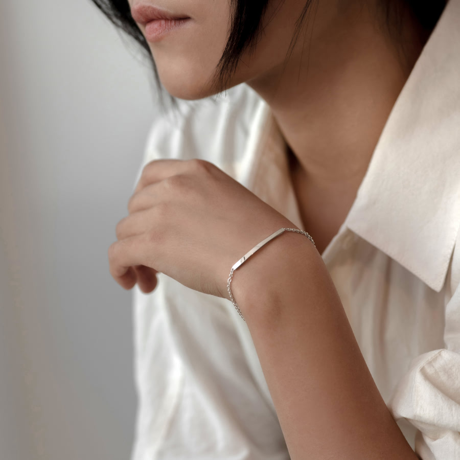 커브드 스틱 팔찌 (소) Silver_925 CZ