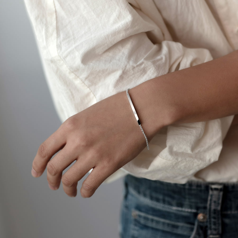 커브드 스틱 팔찌 (소) Silver_925 CZ