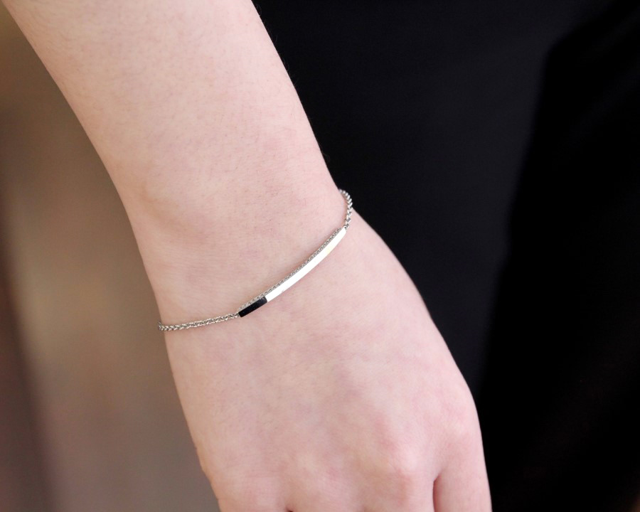 커브드 스틱 팔찌 (소) Silver_925 CZ