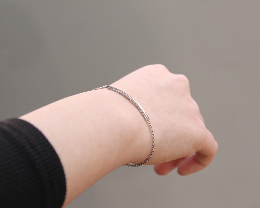 커브드 스틱 팔찌 (소) Silver_925 CZ