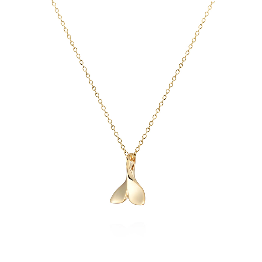 Whale tail Pendant 14k gold