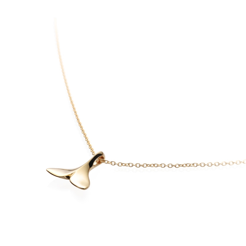 Whale tail Pendant 14k gold