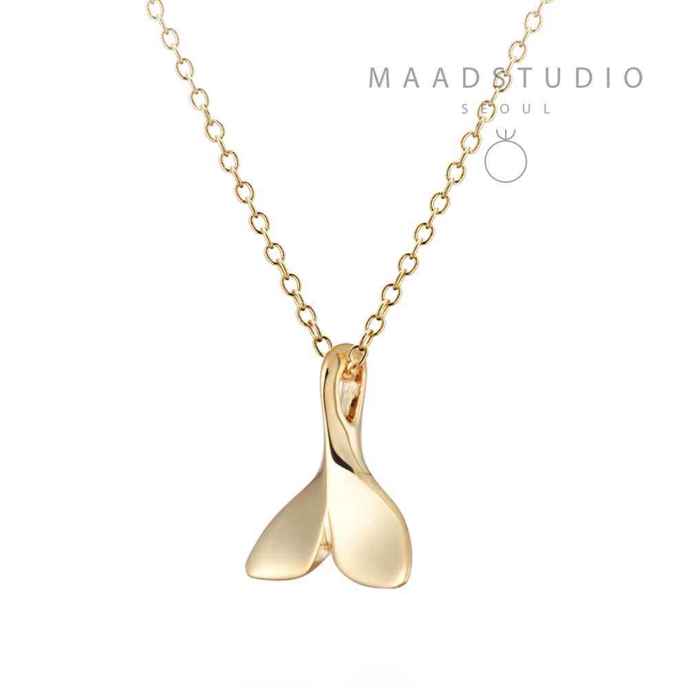 Whale tail Pendant 14k gold