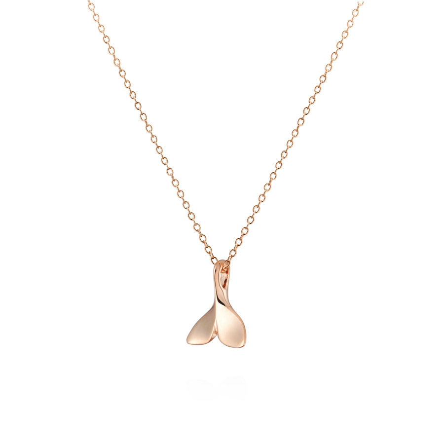 Whale tail Pendant 14k Red gold