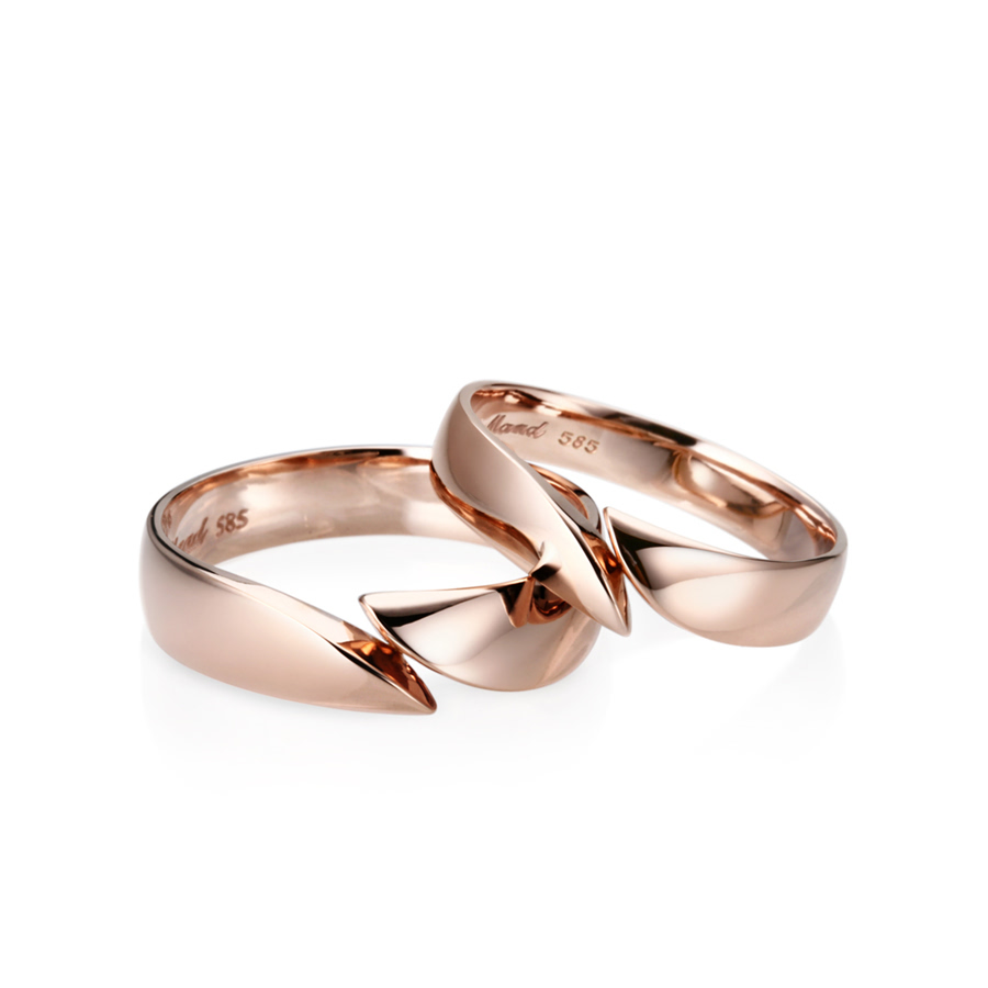 Cymbidium wedding ring Set (L&S) 14k Red gold