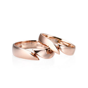 Cymbidium wedding ring Set (L&S) 14k Red gold