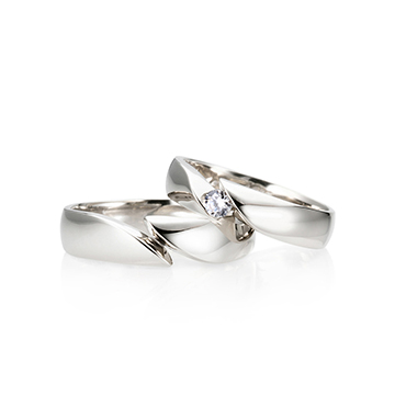 춘란 커플링 (대+소) 14k 화이트골드 0.1ct & flat