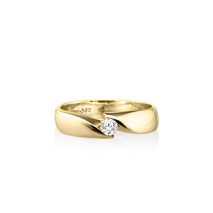 Cymbidium Solitaire ring (S) CZ 0.1ct 14k gold