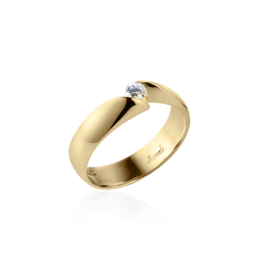 Cymbidium Solitaire ring (S) CZ 0.1ct 14k gold