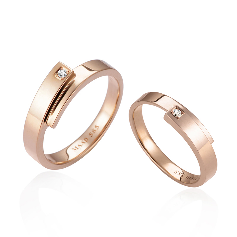 Covering wedding ring Set (M&S) 14k Red gold Diamond