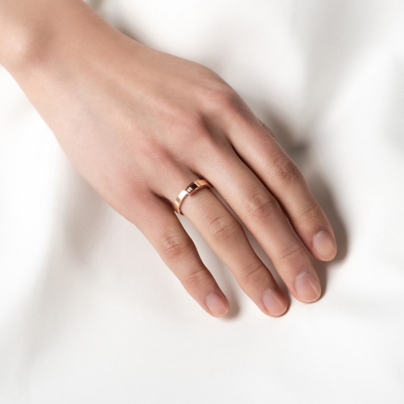 Covering wedding ring Set (M&S) 14k Red gold Diamond