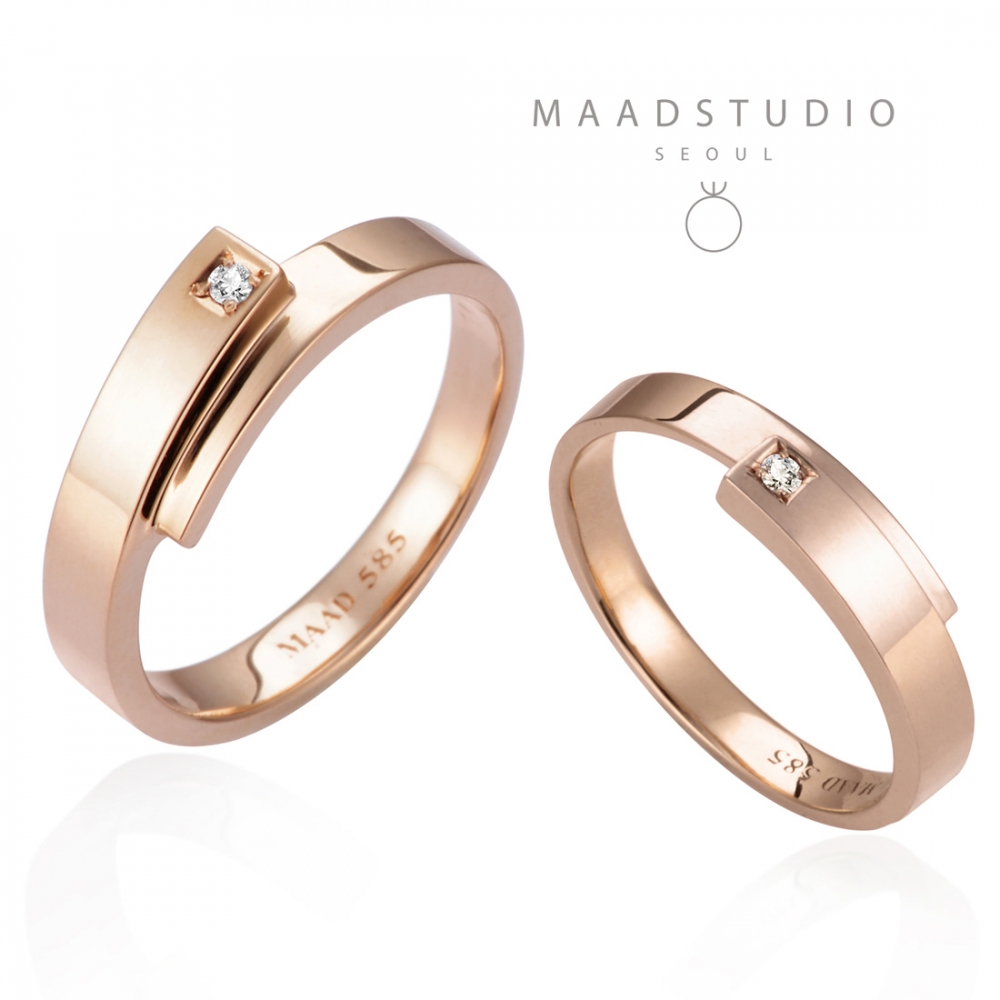 Covering wedding ring Set (M&S) 14k Red gold Diamond