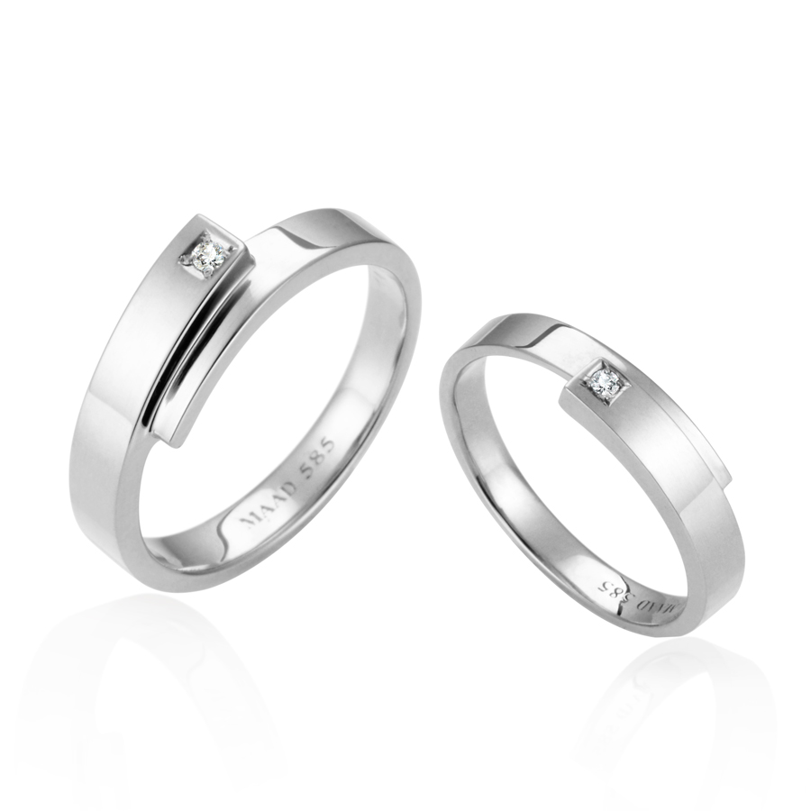 Covering wedding ring Set (M&S) 14k White gold Diamond