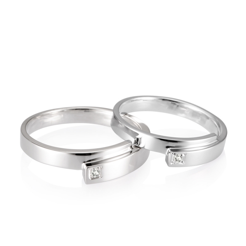 Covering wedding ring Set (M&S) 14k White gold Diamond