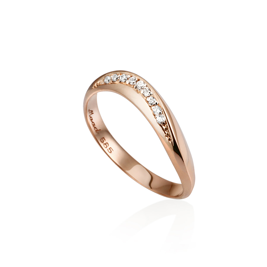 Lake wave ring (S) 14k Red gold CZ