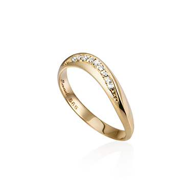 Lake wave ring (S) 14k gold CZ