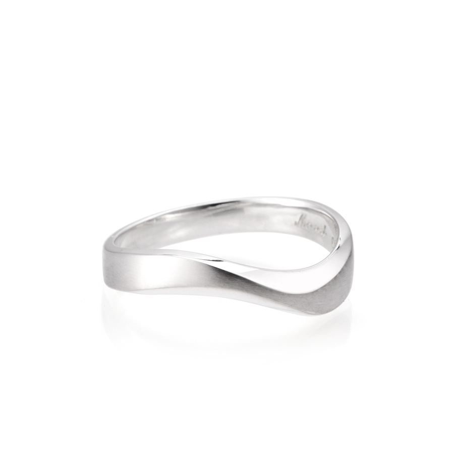 Stream wave II ring (M) Sterling silver hairline