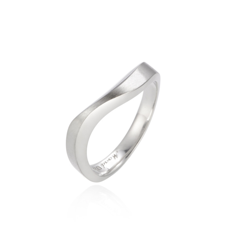 Stream wave II ring (M) Sterling silver hairline