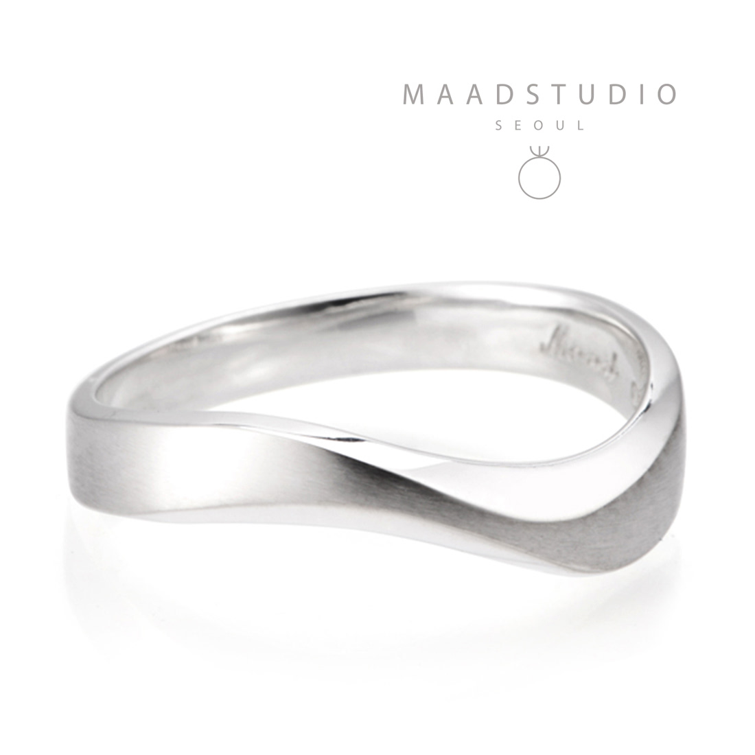 Stream wave II ring (M) Sterling silver hairline