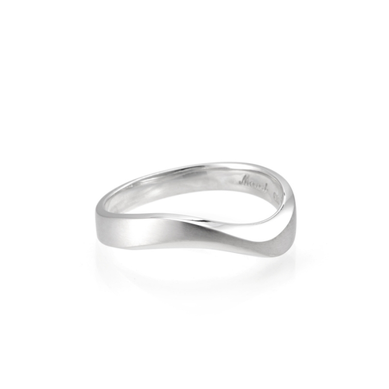 Stream wave II ring (L) Sterling silver hairline