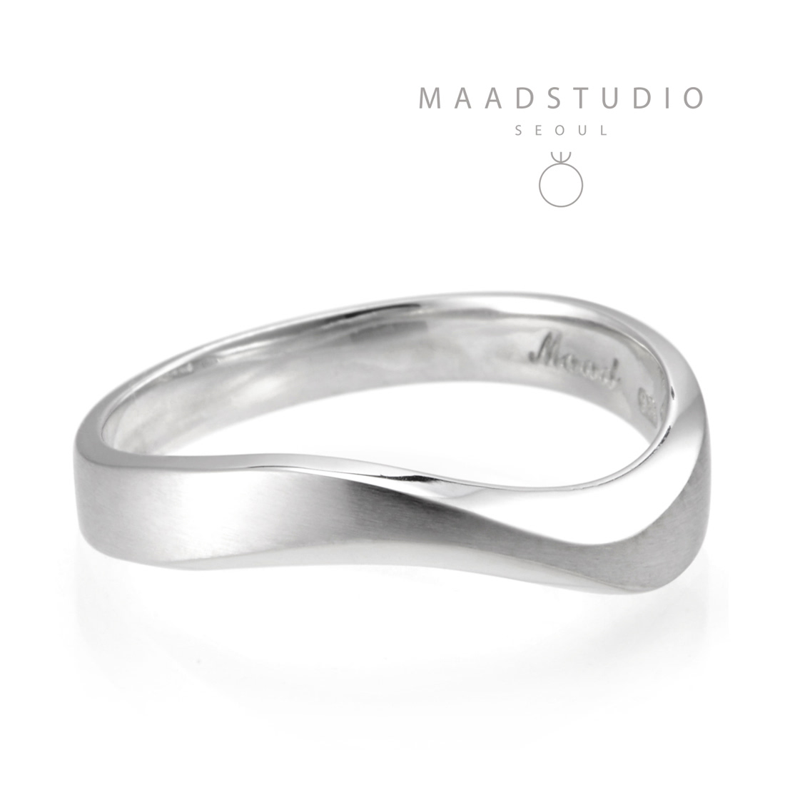 Stream wave II ring (L) Sterling silver hairline