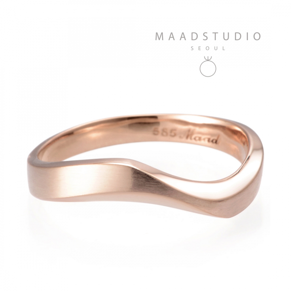 Stream wave II ring (S) 14k Red gold hairline