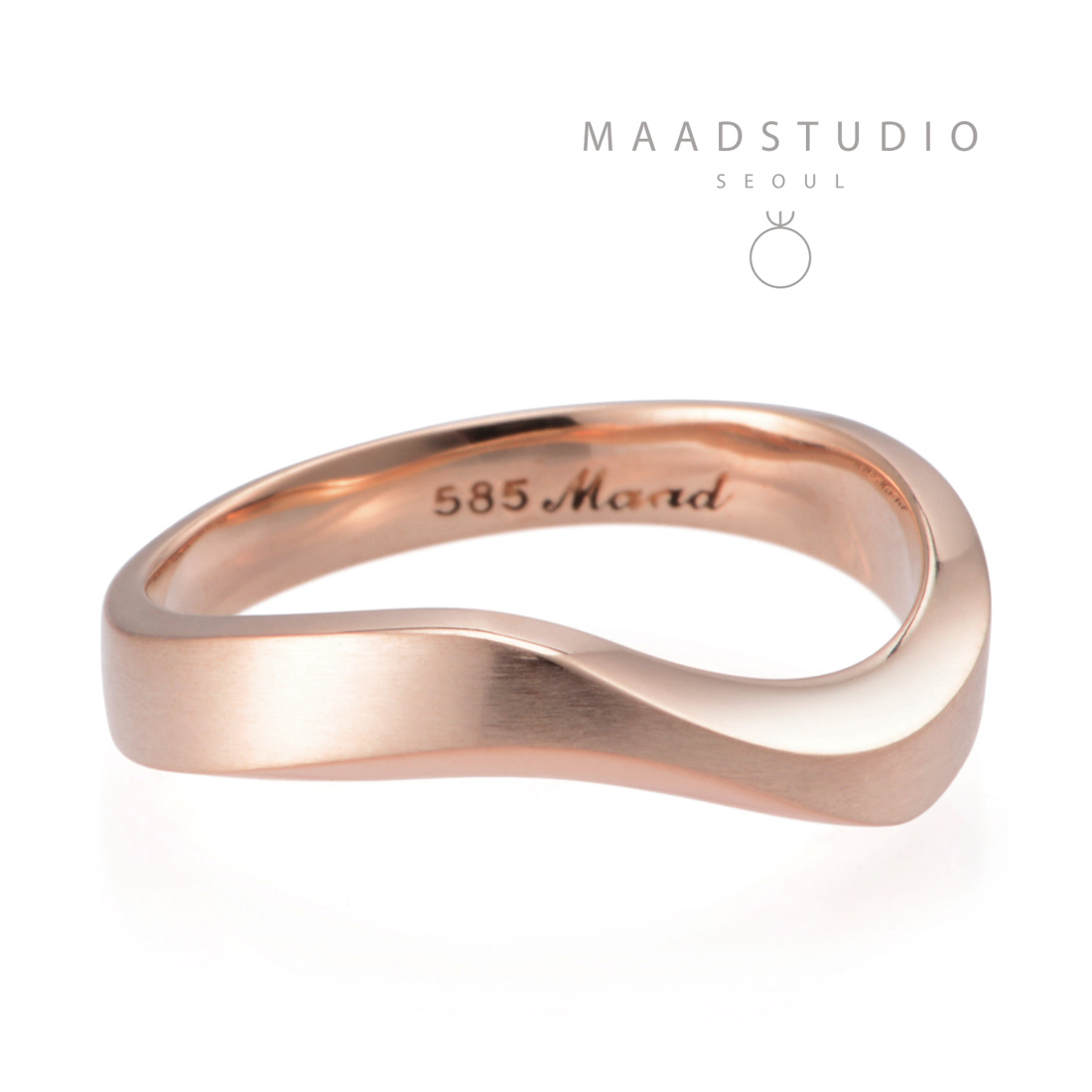 Stream wave II ring (M) 14k Red gold hairline