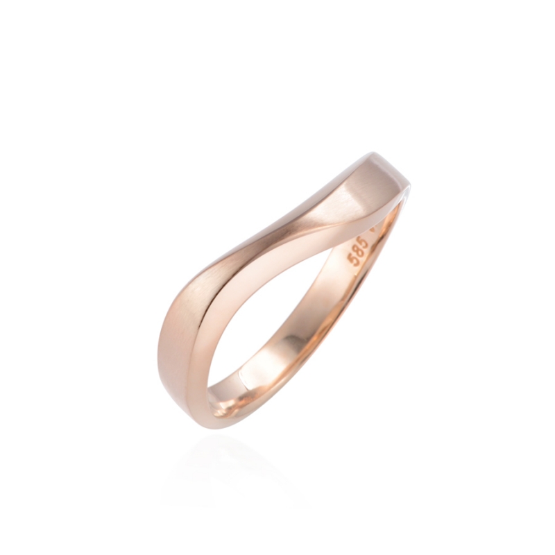 Stream wave II ring (L) 14k Red gold hairline