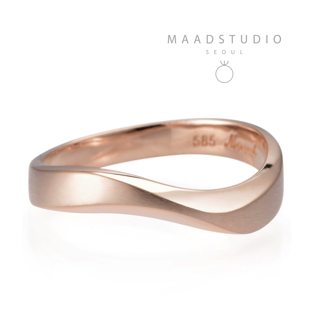 Stream wave II ring (L) 14k Red gold hairline