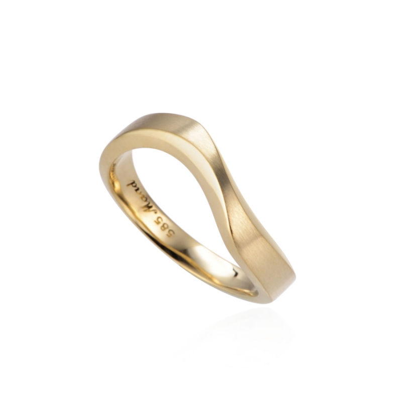 Stream wave II ring (M) 14k gold hairline