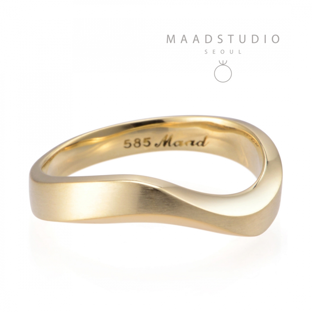 Stream wave II ring (M) 14k gold hairline